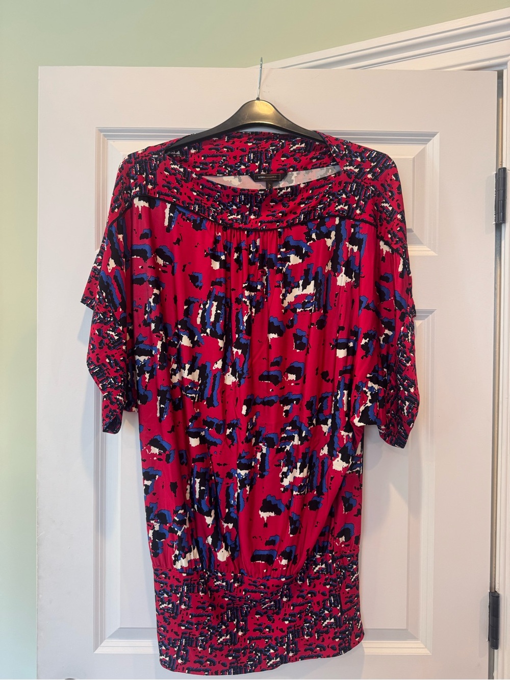 BCBGMaxAzria Pink, Blue & White Printed Dolman Top